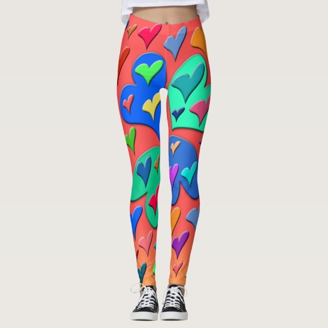 Coloful Hearts Leggings (Front)