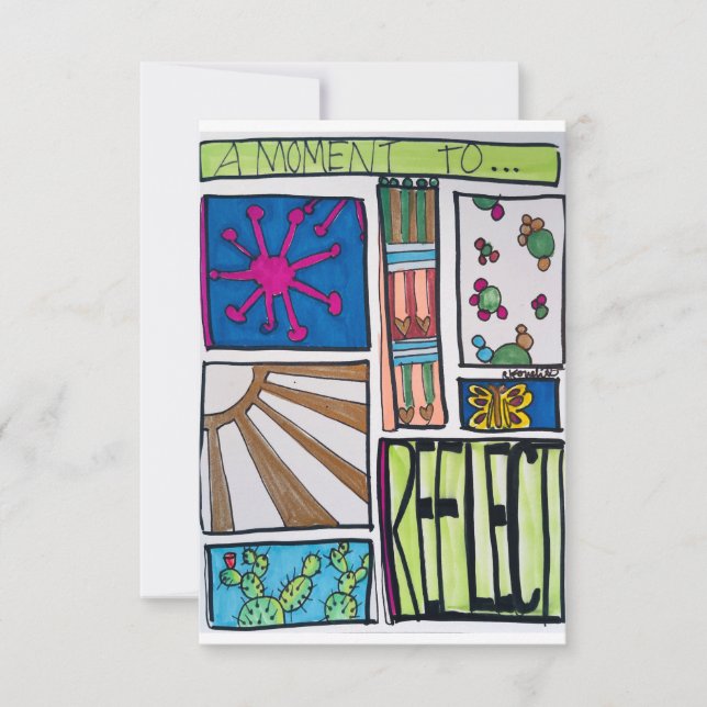 Coloful Illustration with Cactus Thank You Card (Front)