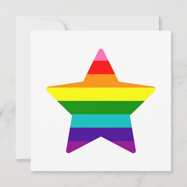 Coloful LGBTQ Pride Rainbow Flag Christmas Star Holiday Card (Front)