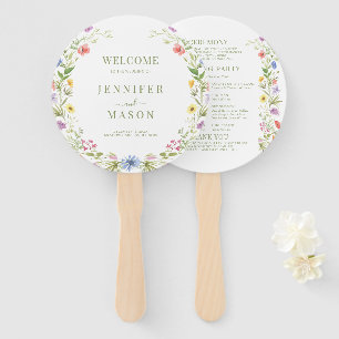 Coloful Meadow Flowers Wildflowers Wedding Program Hand Fan