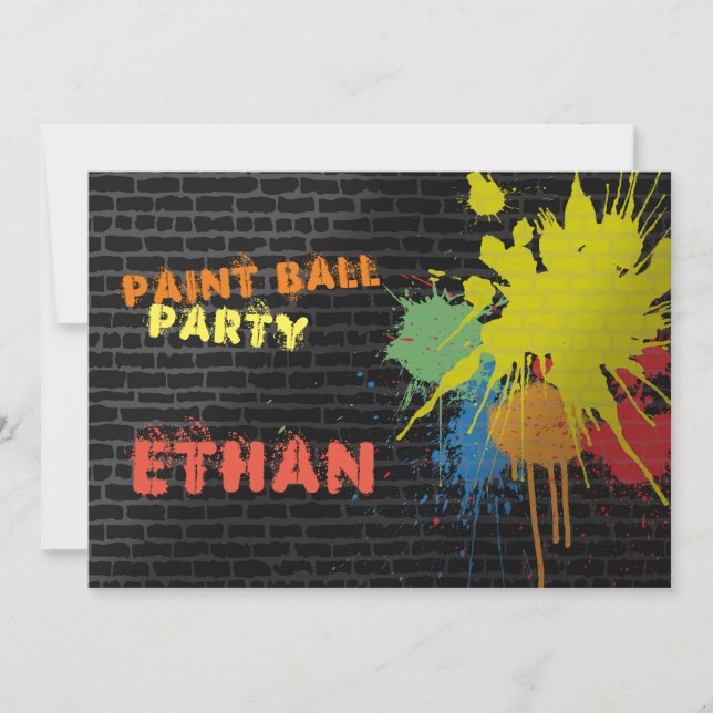 Coloful Paintball Birthday Party Invitation (Front)