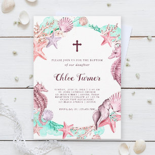 Coloful Pastel Under the Sea Baptism Invitation