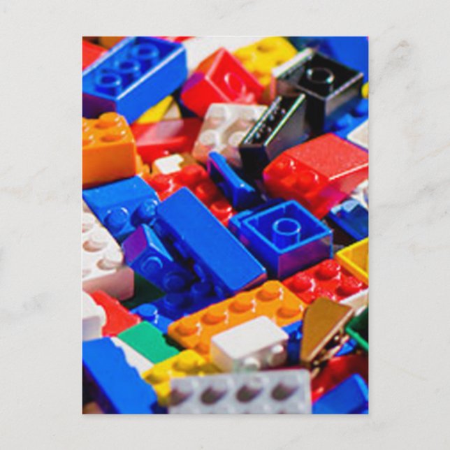 Coloful Toy Brick Pile Postcard (Front)