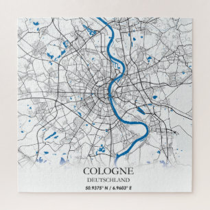 Cologne Deuschland City Map Travel Simple Minimal Jigsaw Puzzle