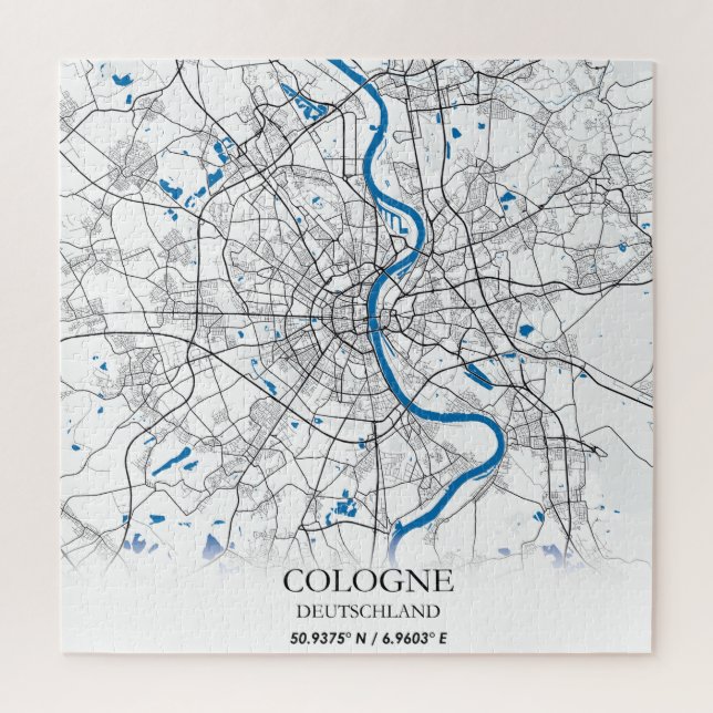 Cologne Deuschland City Map Travel Simple Minimal Jigsaw Puzzle (Vertical)