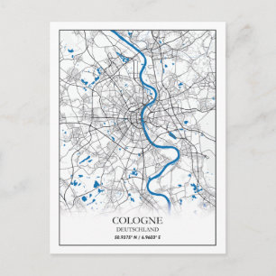 Cologne Deuschland City Map Travel Simple Minimal Postcard
