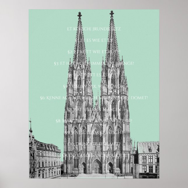 Cologne Dome Cologne Köln Kölsches Grundgesetz Poster (Front)