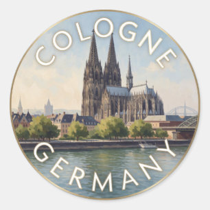 Cologne Germany Cathedral Rhine Scene Classic Round Sticker