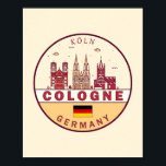 Cologne Germany City Skyline Emblem Poster<br><div class="desc">Cologne minimalist, colourful art design featuring monuments and landmarks of the city in Germany.</div>