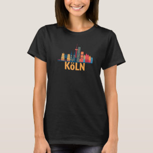 Cologne Germany City Skyline Silhouette Outline Sk T-Shirt