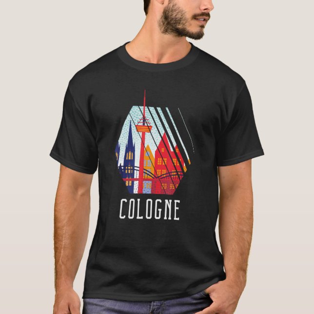 Cologne Germany City Skyline Silhouette Outline Sk T-Shirt (Front)