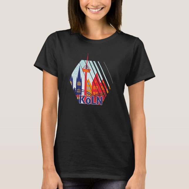 Cologne Germany City Skyline Silhouette Outline Sk T-Shirt (Front)