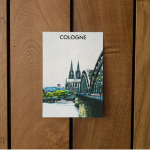 Cologne Germany Panorama View Painting Postcard