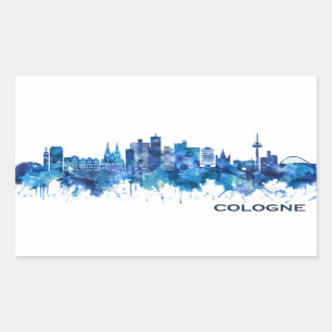 Cologne Germany Skyline Blue Rectangular Sticker