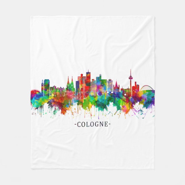 Cologne Germany Skyline Fleece Blanket (Front)
