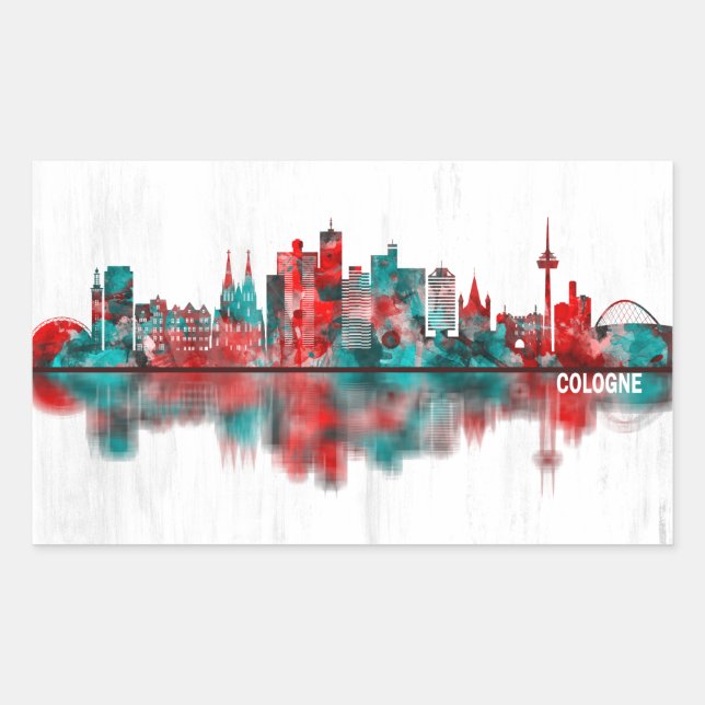 Cologne Germany Skyline Rectangular Sticker (Front)