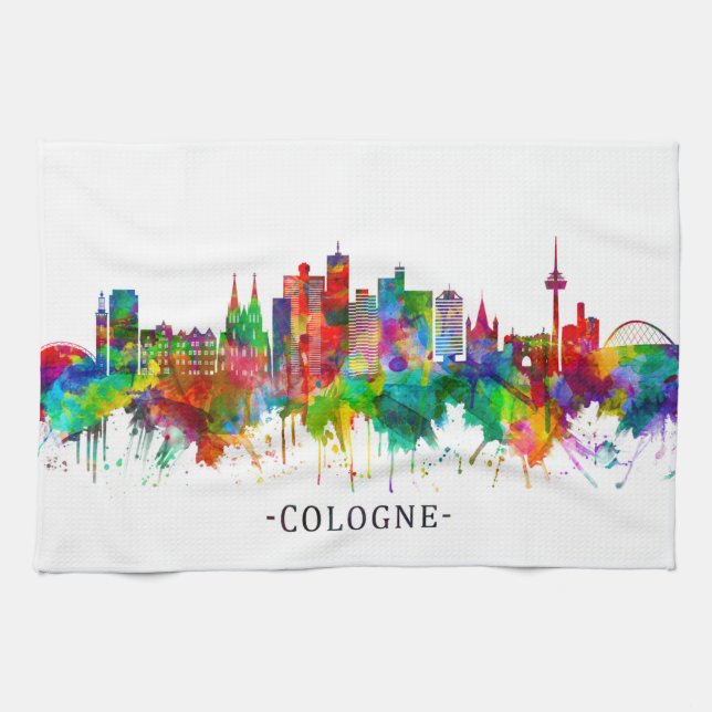 Cologne Germany Skyline Tea Towel (Horizontal)