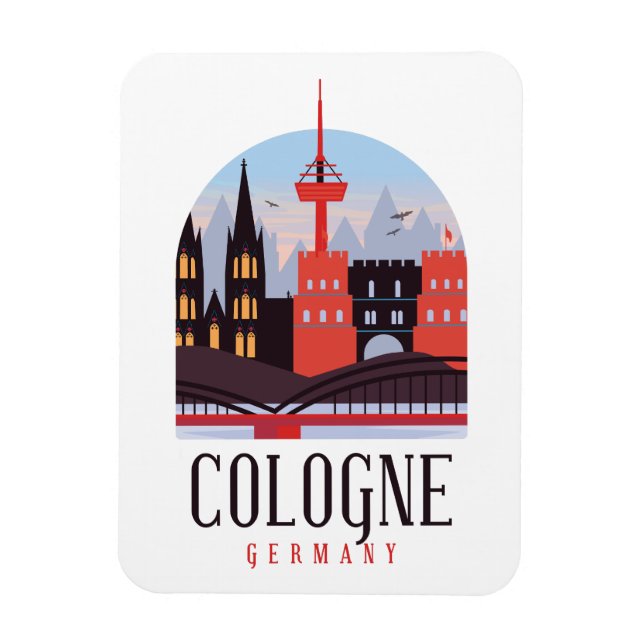 Cologne Germany Vintage Cityscape Magnet (Vertical)