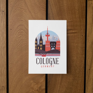 Cologne Germany Vintage Cityscape Magnet Postcard