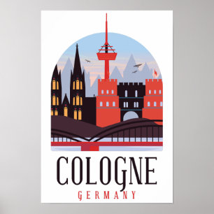 Cologne Germany Vintage Cityscape  Poster