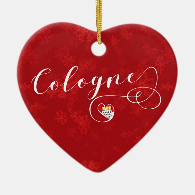 Cologne Heart, Christmas Tree Ornament, Germany Ceramic Tree Decoration (Front)