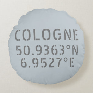Cologne Latitude Longitude Coordinates 16" Round Cushion