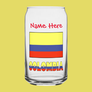 Colombia and Colombian Flag Red Personalisation Can Glass