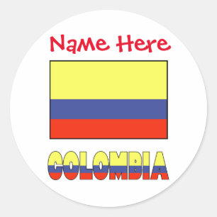 Colombia and Colombian Flag Red Personalisation Classic Round Sticker