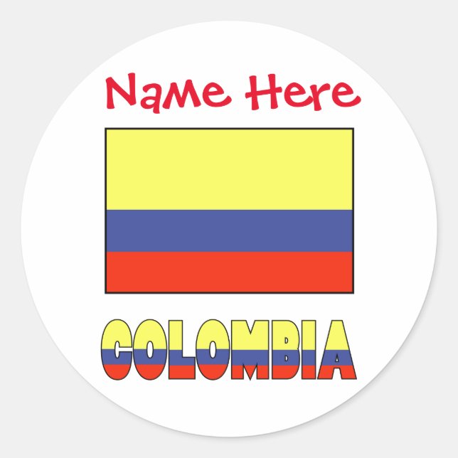 Colombia and Colombian Flag Red Personalisation Classic Round Sticker (Front)