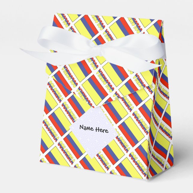 Colombia and Colombian Flag Tiled with Your Name Favour Box (Front Side)
