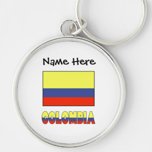Colombia and Colombian Flag with Your Name Key Ring