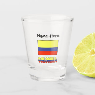 Colombia and Colombian Flag with Your Name Shot Glass