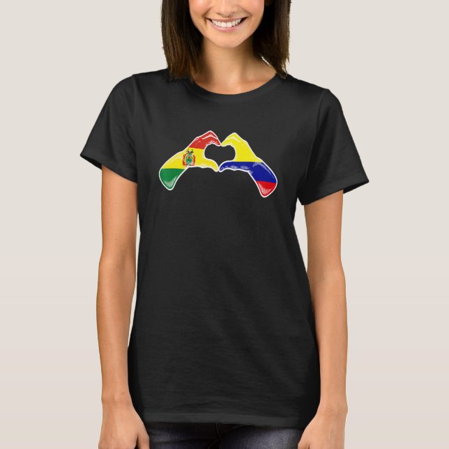 Colombia Bolivia Flag Colombian Bolivian Heart T-Shirt (Front)