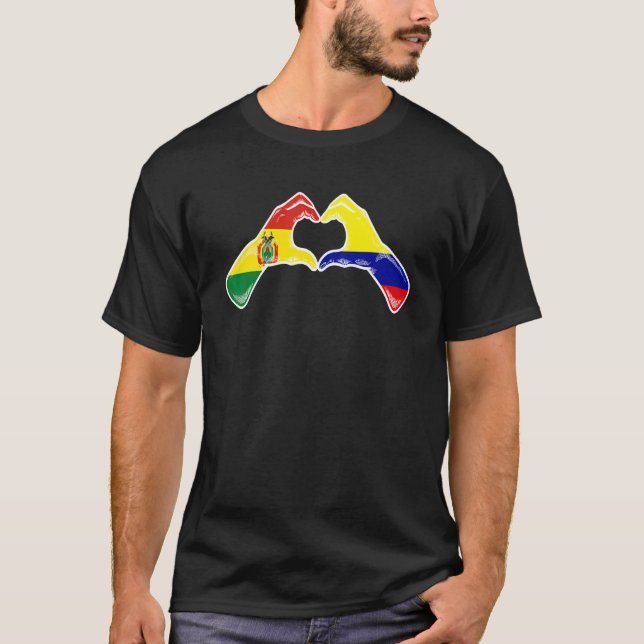 Colombia Bolivia Flag Colombian Bolivian Heart T-Shirt (Front)