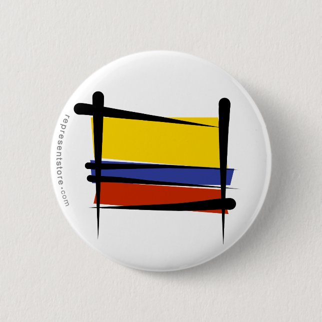 Colombia Brush Flag 6 Cm Round Badge (Front)
