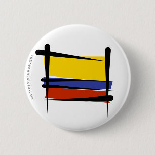 Colombia Brush Flag 6 Cm Round Badge