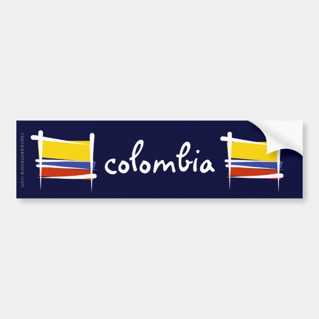 Colombia Brush Flag Bumper Sticker (Front)