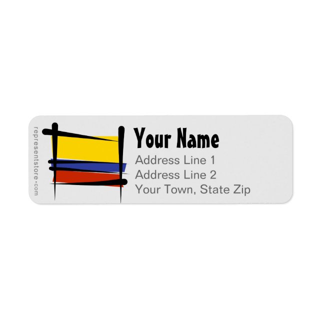 Colombia Brush Flag Return Address Label (Front)