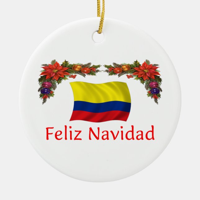 Colombia Christmas Ceramic Ornament (Front)