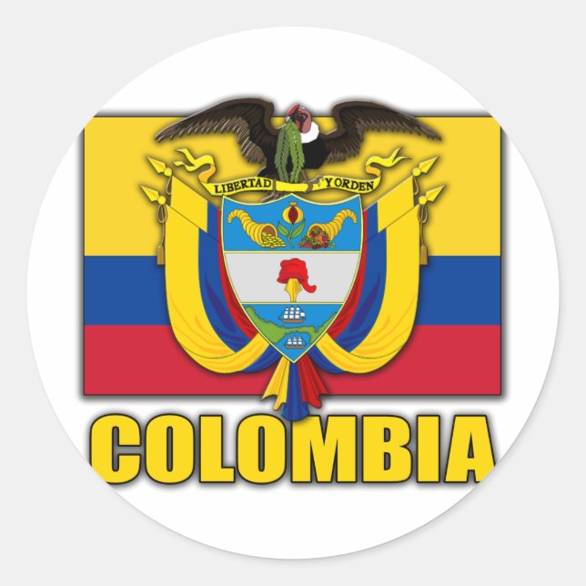 Colombia Coat of Arms Classic Round Sticker (Front)