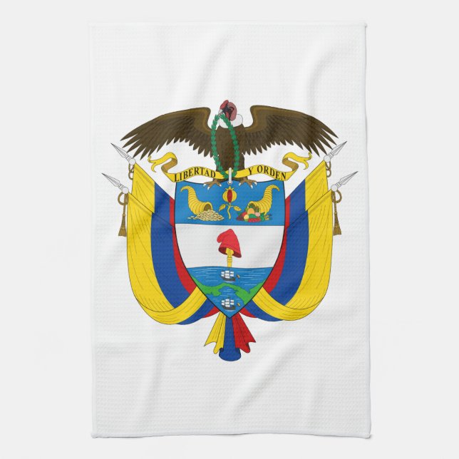 Colombia Coat Of Arms Tea Towel (Vertical)