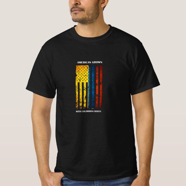Colombia, Colombian American, grown, Flag, roots, T-Shirt (Front)