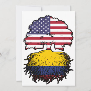 Colombia Colombian American USA Tree Roots Flag Invitation