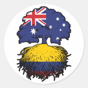 Colombia Colombian Australian Australia Tree Roots Classic Round Sticker