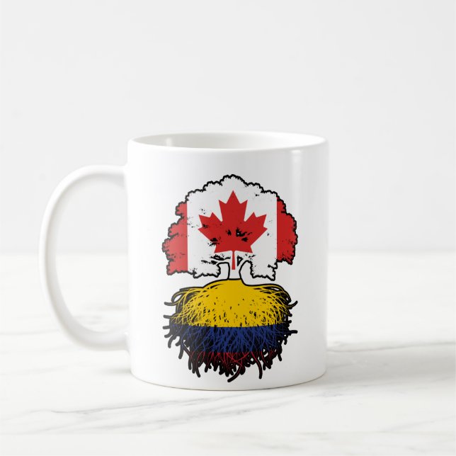 Colombia Colombian Canadian Canada Tree Roots Flag Coffee Mug (Left)