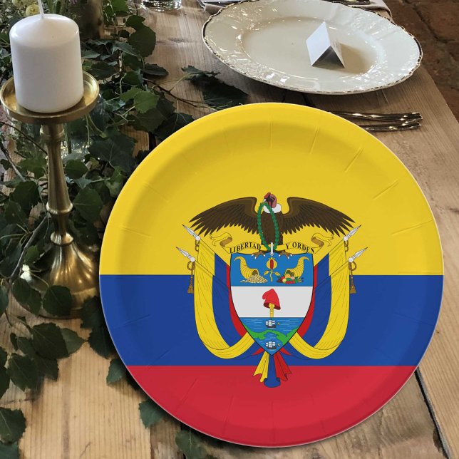 Colombia, Colombian Flag party, birthday /sport Paper Plate (Creator Uploaded)