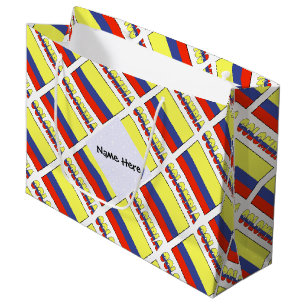 Colombia Colombian Flag Tiled Personalised Name  Large Gift Bag
