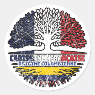 Colombia Colombian French France Tree Roots Flag Classic Round Sticker