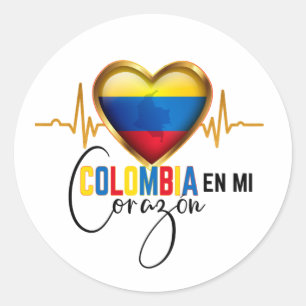 Colombia en mi Corazon Colombian Pride Classic Round Sticker