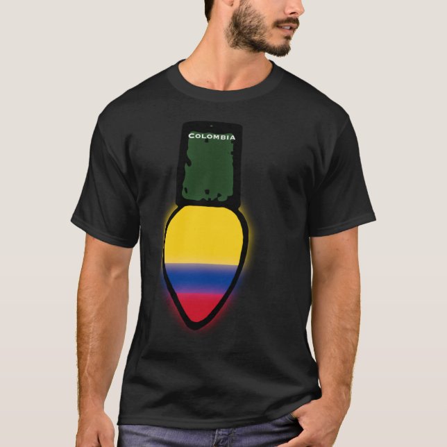 Colombia Flag Christmas Light Colombian Pride T-Shirt (Front)